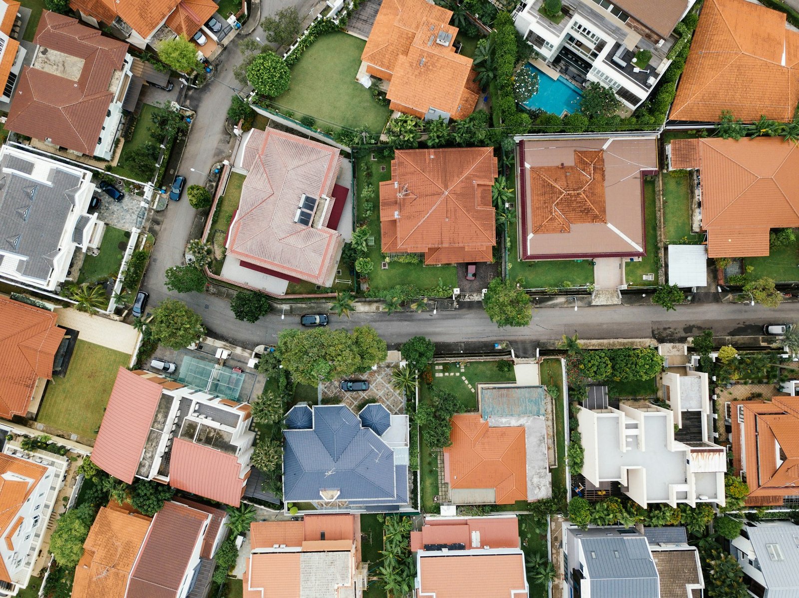 Aerial view of a planned residential layout